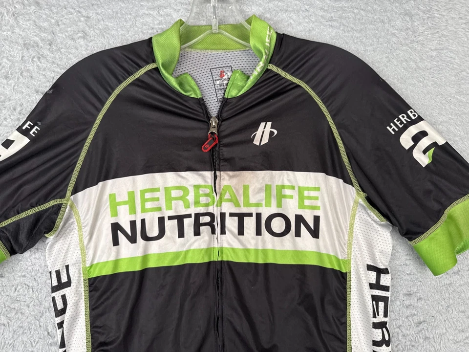 Camiseta deportiva de ciclismo Hincapi para mujer verde mediana negra Herbalife cremallera completa manga corta Foto 4 de 4