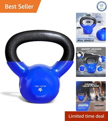 10 LB Vinyl Kettlebell for Full Body Workouts - Durable Cast Iron Construction