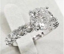 3.10 Ct Round Cut Moissanite Engagement Ring 14K White Gold Finish