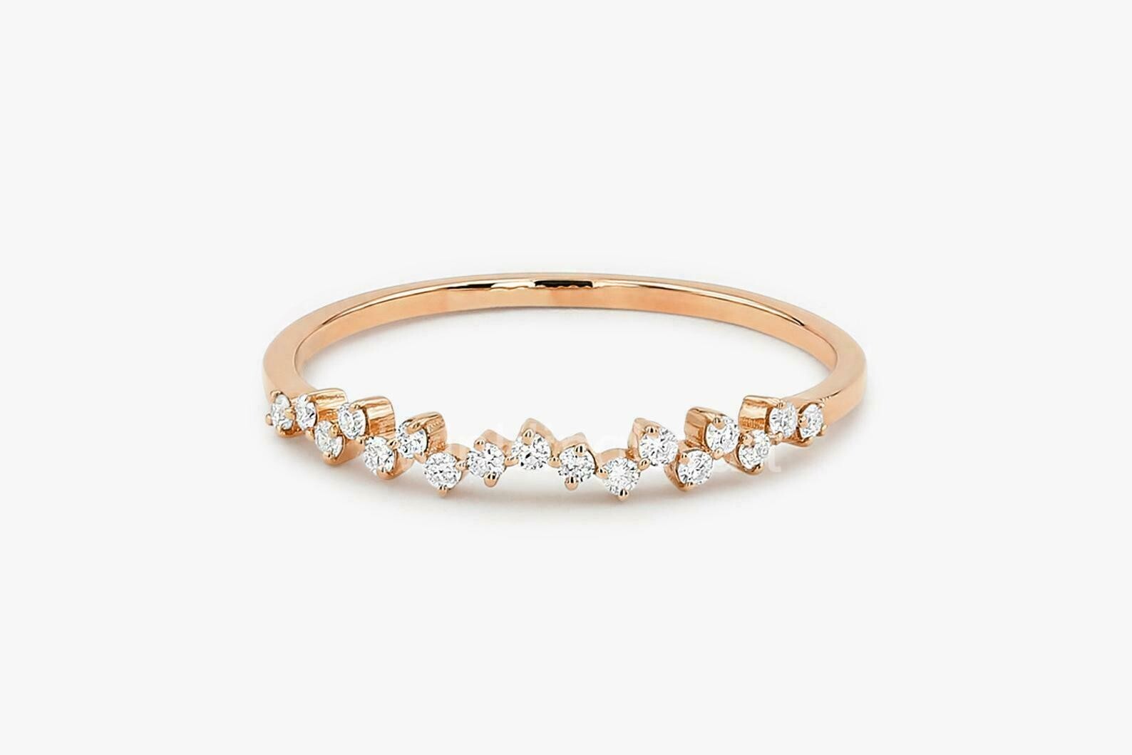 Half Eternity Petite Wedding Ring Band 2ct Lab-Created Moissanite Gold Plated