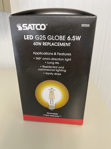 Satco Products S9255 6.5W G25 Clear LED Medium Base Bulb, 810 lm 4 Pack - Picture 2 of 6