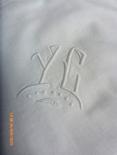 Vintage Kissenbezug bestickt monogrammiert gezogener Fadenrand Detail 26 1/2"/25"