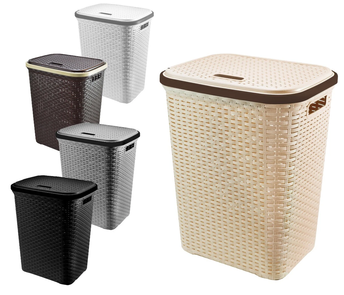 Rattan Laundry Hamper with Lid - Large