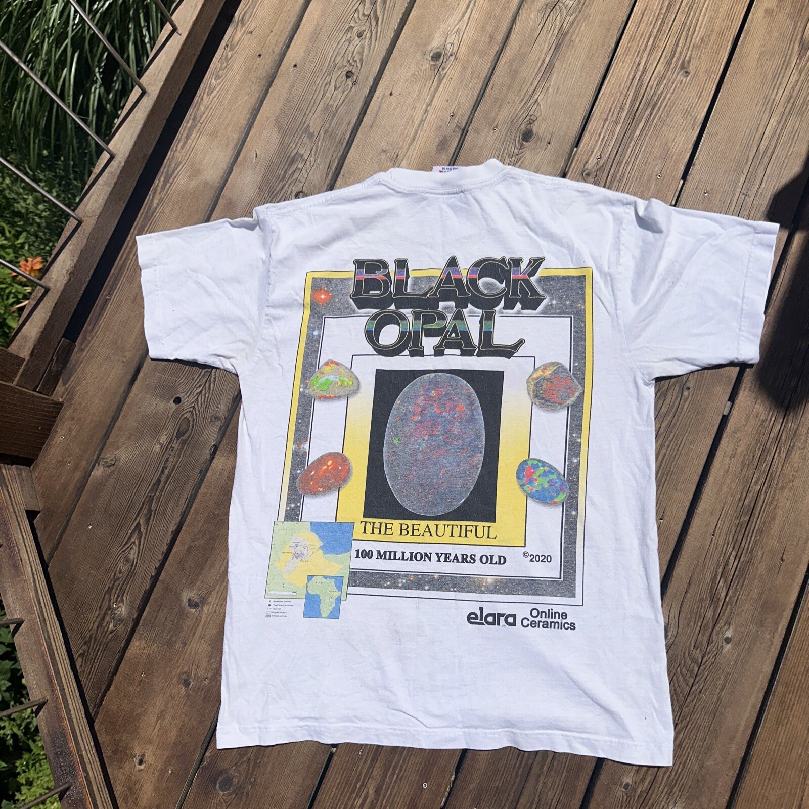 A24 Uncut Gems Black Opal Tee by Online Ceramics in White Size M  -image