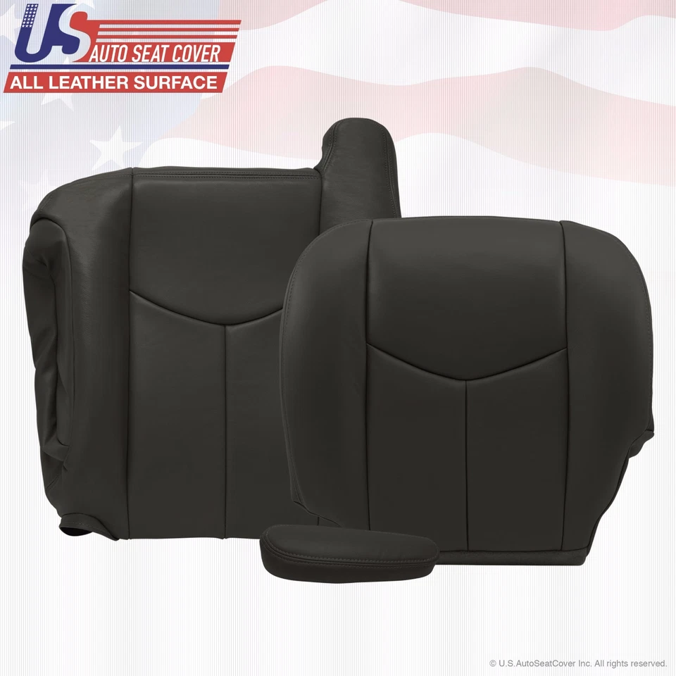 GMC Sierra 1500 2500 3500 HD 2003 a 06 tapizado cuero cubierta de asiento gris oscuro Foto 2 de 4