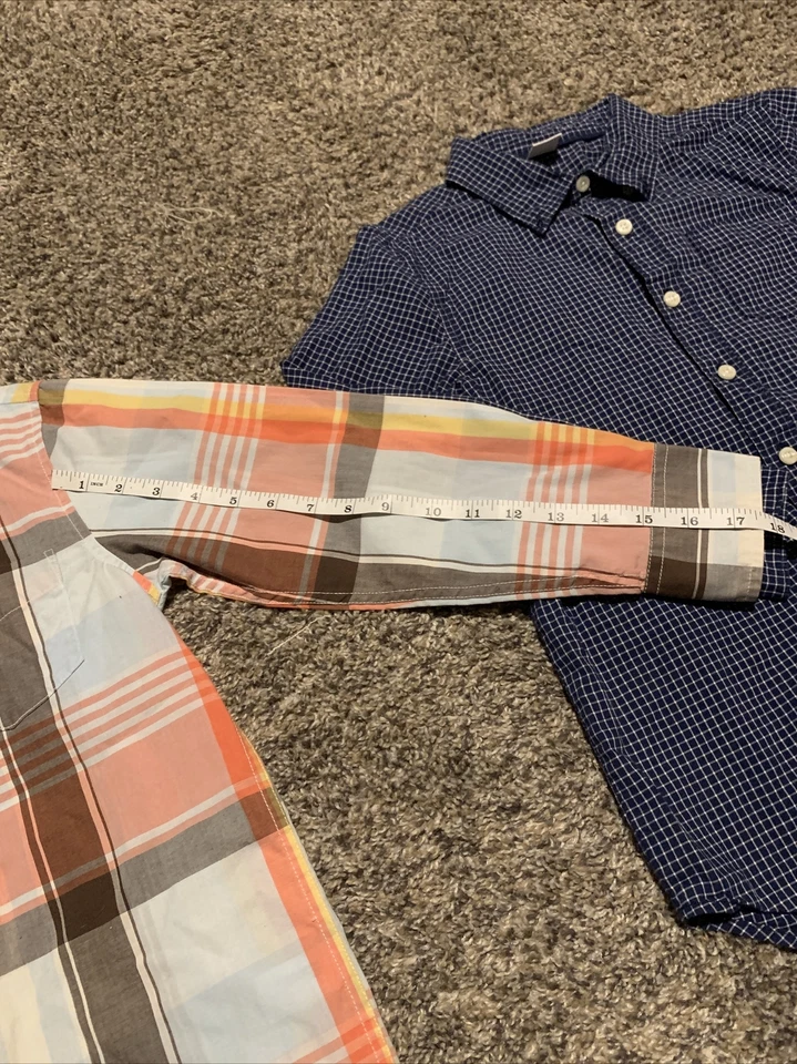 Lot Of 4 Dress Shirts Boys Medium Long Sleeve Flannel All White Checkered Blue - Image 4 of 4