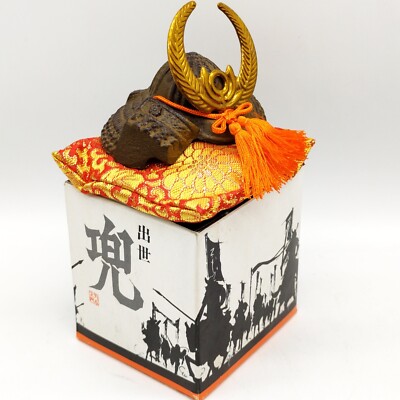 Miniature Samurai Helmet Art Casting Boxed Lucky Ornament Japan Collectible New 