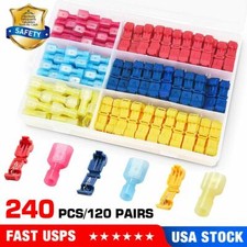 240Pcs Insulated T-Taps Quick Splice Wire Terminal Connectors Combo Kit 22-10AWG