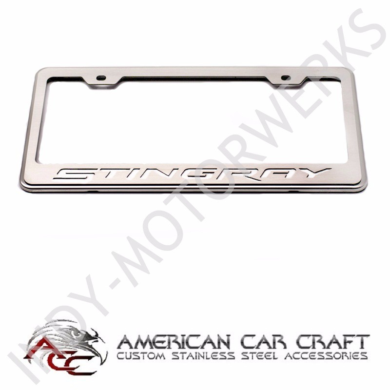 C7 CORVETTE WITH STINGRAY IN WHITE CARBON FIBER REAR LICENSE PLATE
