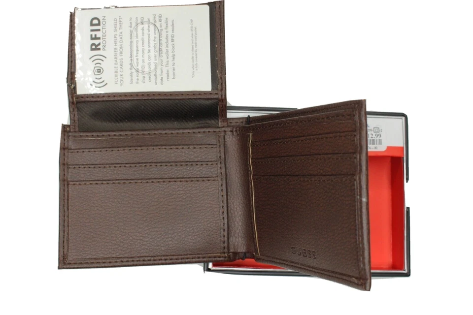 Guess Wallet Men Brown Bifold RFID Protection Gift Box New MSRP $42 - Image 2 of 4