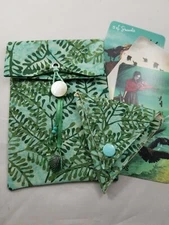 Tarot/Oracle Card Pouch Handmade Ferns with Charm PLUS Crystal Pouch