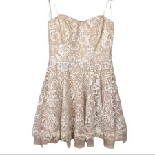 Camille La Vie Floral Lace Strapless Overlay Mini Flare Dress Size 6/7