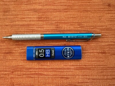 ~NEW~ Pentel Mechanical Pencil Orenz metal grip 0.5mm blue with free lead