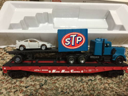 HO Scale Model Power Custom Build Flat Car Loaded with 34' Tractor Trailer