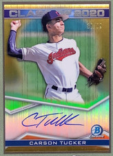 2020 Bowman Chrome Draft CARSON TUCKER Class of 2020 RC GOLD AUTO #/50 INDIANS