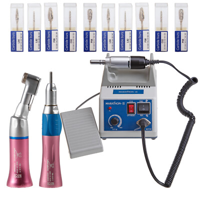 Dental Lab Marathon Electric Micromotor N3 /Slow Speed Handpiece HP Burs Pink JL