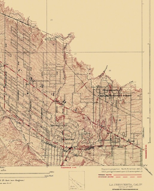 Topo Map La Crescenta California Quad USGS 1928 23 x 28.56 eBay