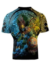 Raven Fightwear Men's Huitzilopochtli Aztec Short Sleeve Rash Guard MMA BJJ Blac