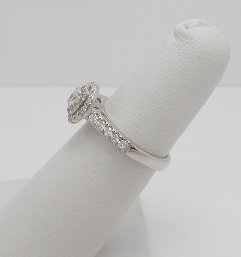 1/2CT Natural Oval Diamond Halo Engagement Wedding Ring Bridal 14K White Gold - Picture 6 of 13