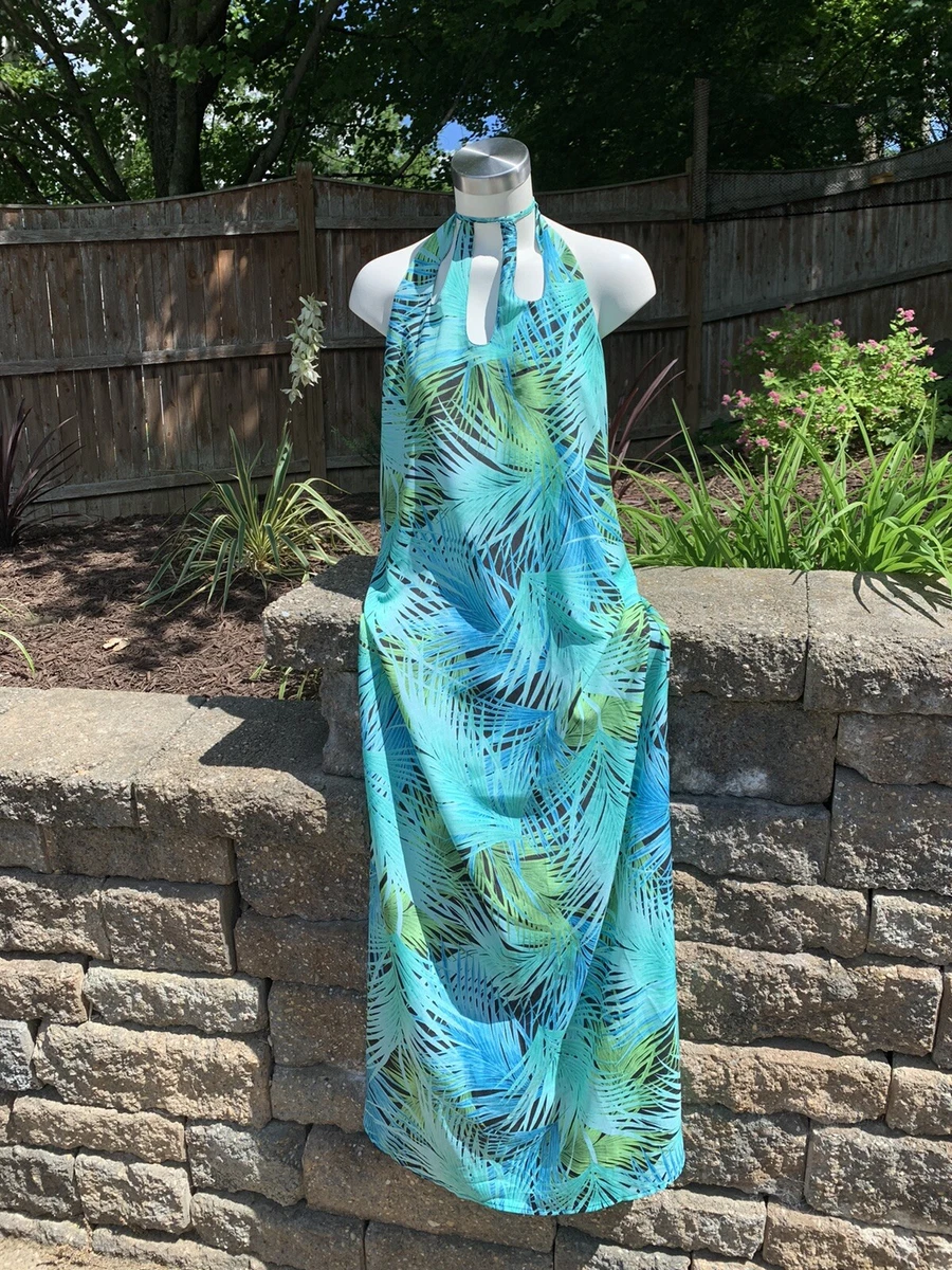 Tropical halter hot sale maxi dress