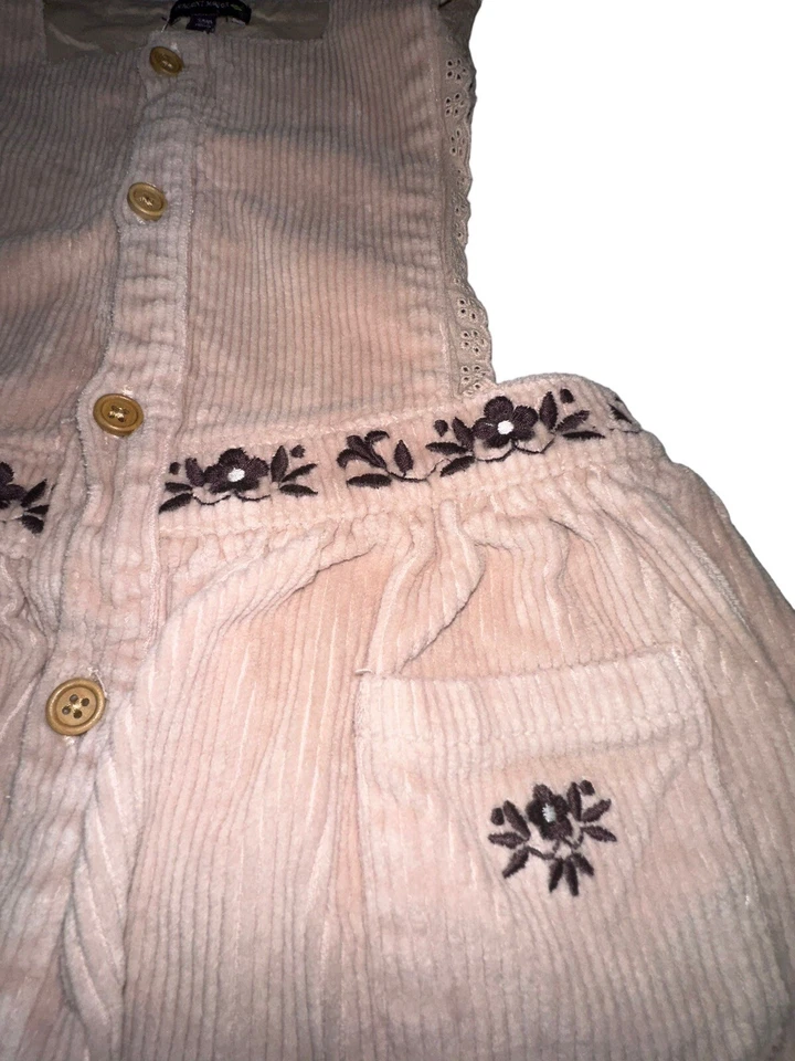 Vestido tipo jersey de pana Sergent Major para niñas talla 5 flores bordadas tostadas Foto 4 de 4