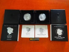 2023 $1 SILVER PEACE & MORGAN DOLLAR WITH BOX/COA 2 COIN SET MINT CODE 23XH 23XE