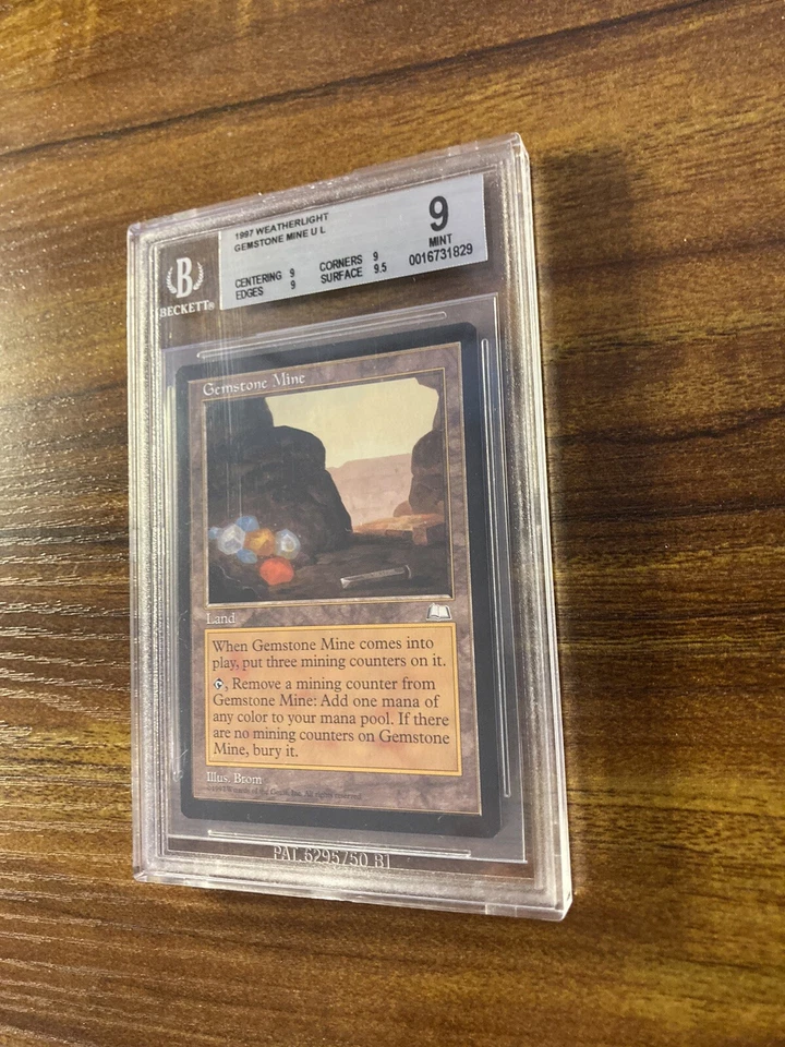 MTG✨GEMSTONE MINE ✨Weatherlight BGS Quad 9’s+ MINT Uncommon LAND 1997 BROM Art - Image 4 of 4