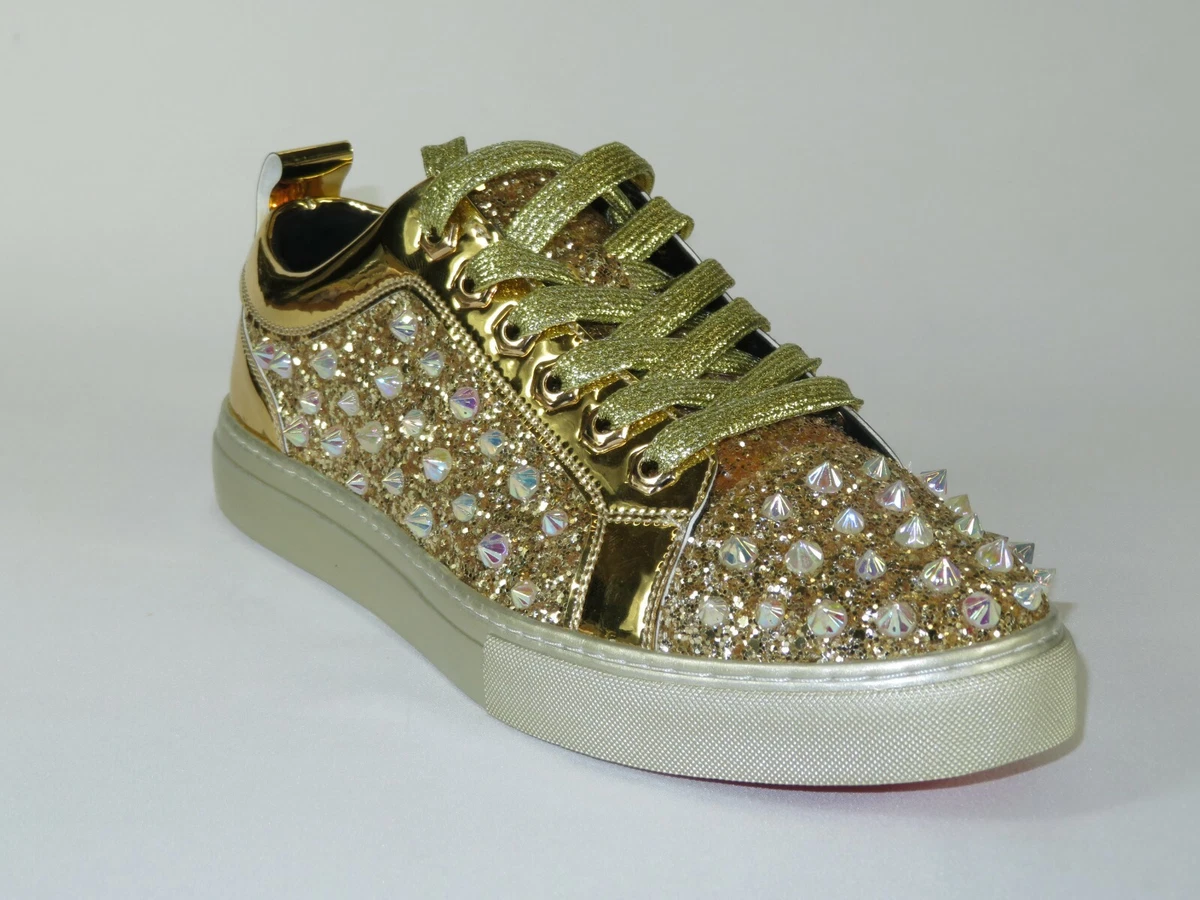 Mens Fancy Shoes By FIESSO AURELIO GARCIA Spikes Rhine stones 2413 Gold