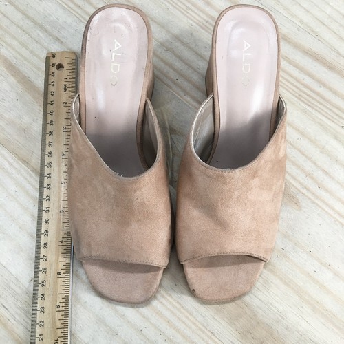 Sandali Aldo donna 7 casual slip on punta aperta mulo tessuto marrone tacchi a blocchi - Foto 11 di 21