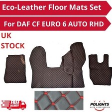 Tapetes de cuero ecológico negro para DAF CF Euro 6 Auto RHD con detalle rojo