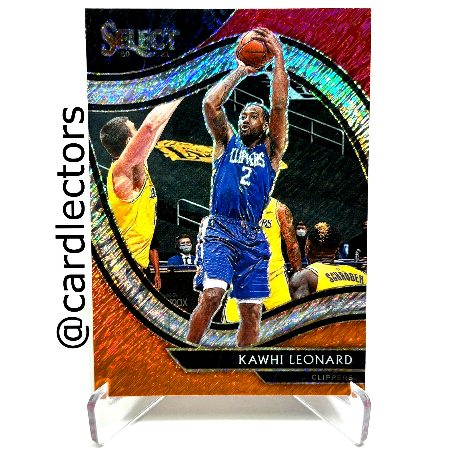 2020-21 Panini Select KAWHI LEONARD 208 Courtside Red White Orange Shimmer PRIZM