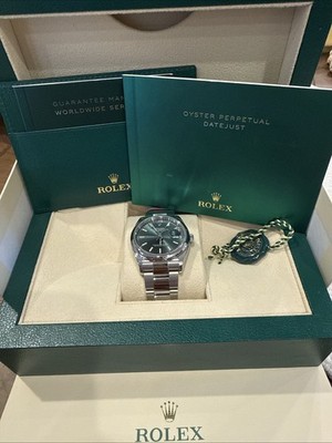 Rolex Datejust 36mm Green Index Dial Oyster Bracelet 126200 B&P 2023