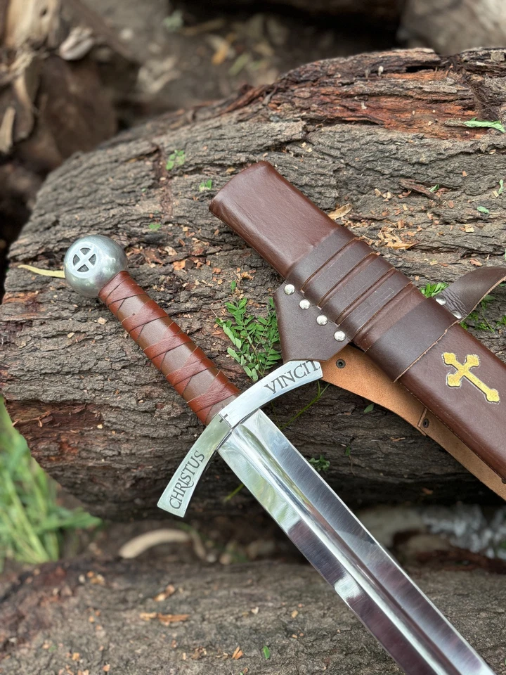 Espada de Aclade de los Caballeros Réplica Templaria-Hecha a Mano Espada Medieval Regalo Espada Foto 3 de 4