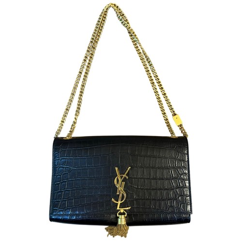 Yves Saint Laurent Kate Medium Chain Bag Tassel Crocodile-Embossed Shiny Leather