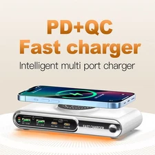 Wireless Charging Station 72W Intelligent 4-Port USB PD 45W QC3.0 Fast Charger