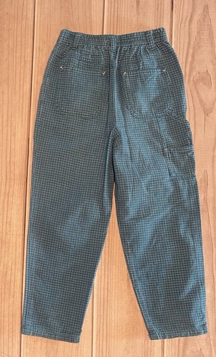 Vintage Gymboree 90s Plaid Button Zip Pants Size XL Teal & White - Picture 6 of 6