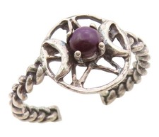 925 Sterling Silver Vintage Ring Amethyst Celestial Star & Moon Sz 6.5  RG36346