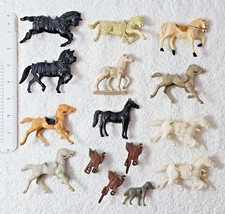 Vintage Toy Horse Lot 15pc Bergen Beton USA France Starlux Plastic Figures Dog