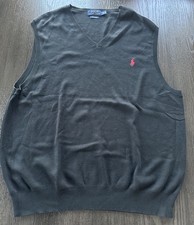 Men  s POLO RALPH LAUREN Pullover Pima Cotton Sweater Vest  Size XXL  Black/Red