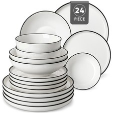 MALACASA 12/16/18/24pcs White Porcelain Dinnerware Set Bowl Plate Set for 4/6