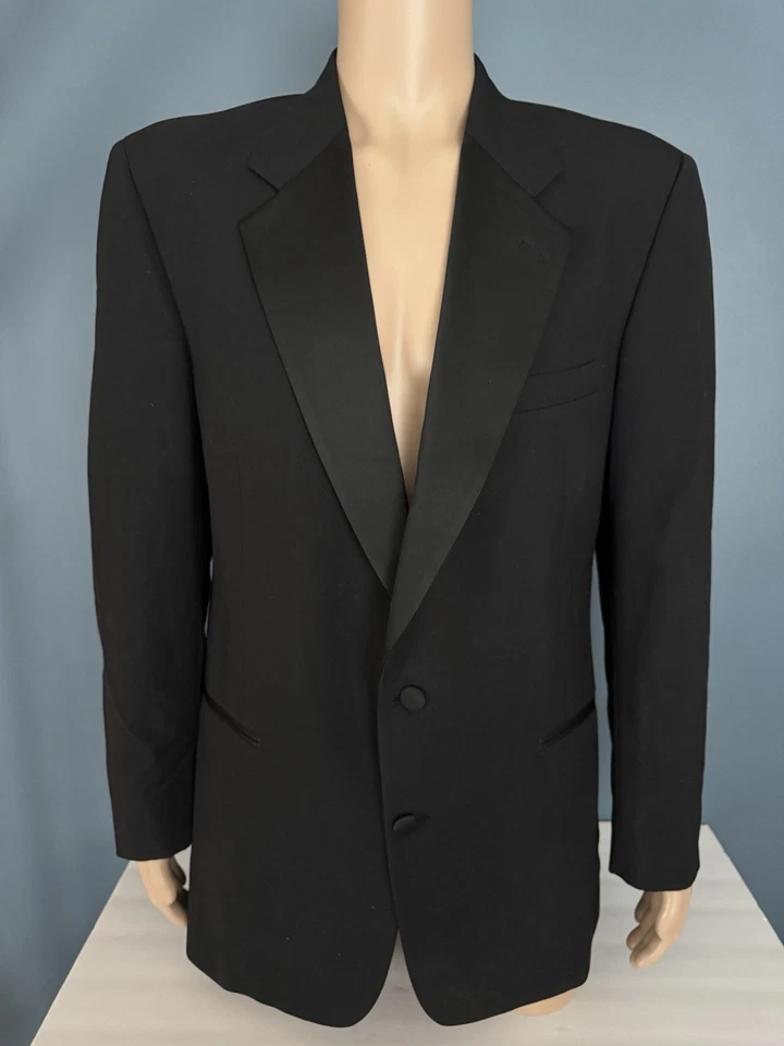 Chaqueta de Esmoquin Vintage Chaps Ralph Lauren Para Hombre 42L 36x32 Lana Negra Hecha en EE. UU. Foto 2 de 4