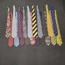 Men's Neck Ties Lot Of 20 Various Brands Used -Brooks Basics, David Crystal 