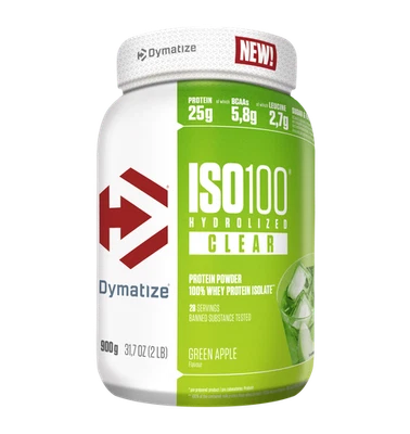 DYMATIZE Whey Protein Pulver ISO 100 Hydrolyzed Clear Green Apple 900g MHD 03/26