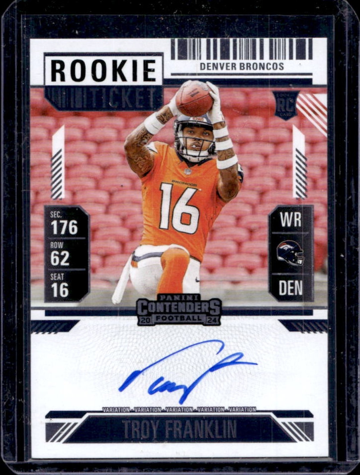 2024 Contenders Troy Franklin Rookie Ticket RPS Variation Auto RC VAR #113