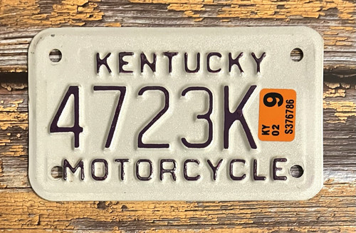 2002 Kentucky Motorcycle License Plate 4723K