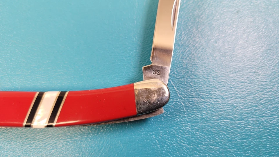 CASE XX EX318 SS Stockman Folding Pocket Knife Red w/ Mother of Pearl TR619 - Image 4 of 4