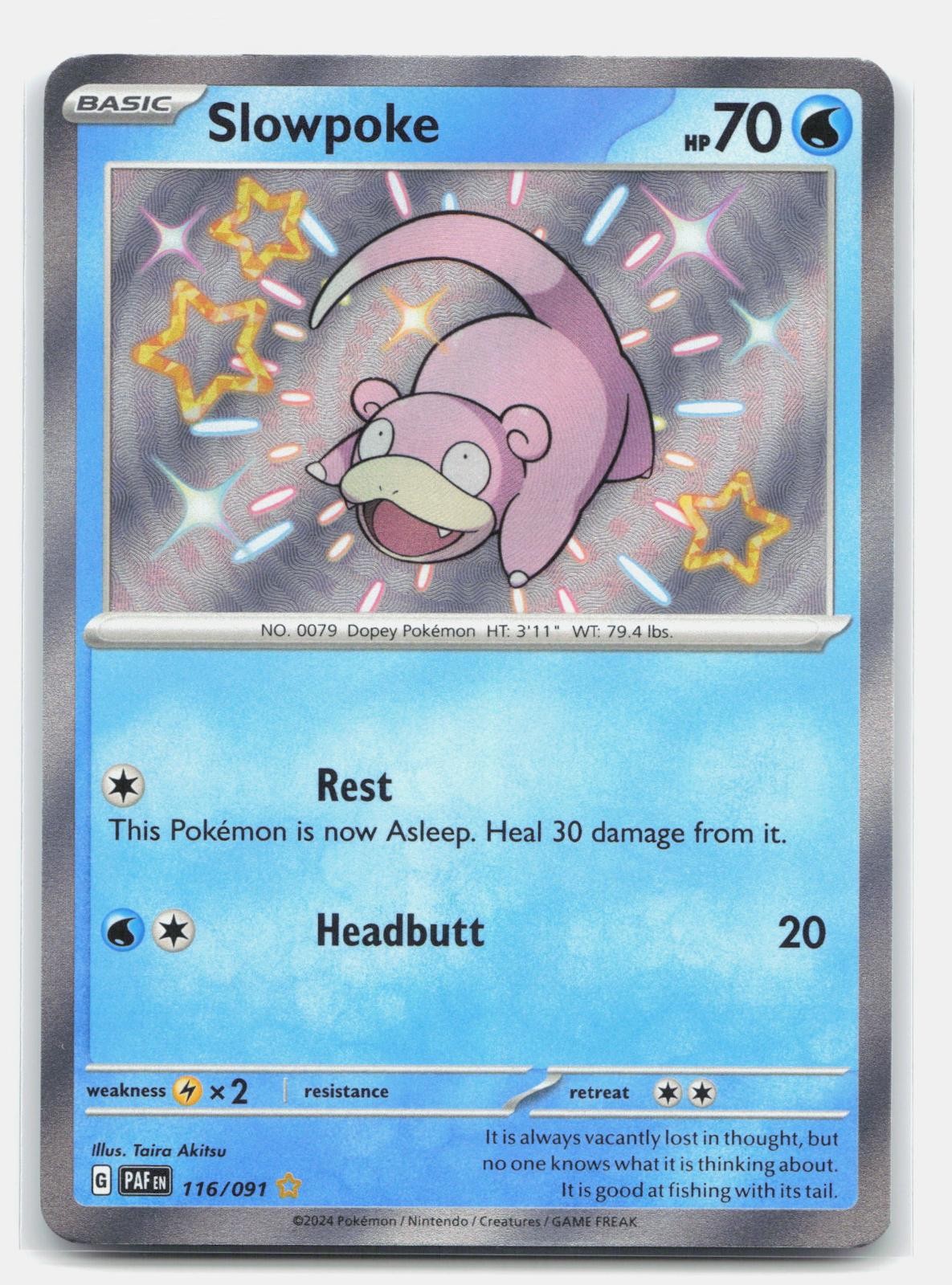 Slowpoke 116/091 Shiny Rare Paldean Fates Pokemon Near Mint