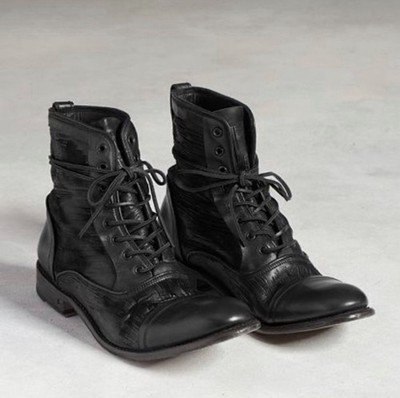 $748 John Varvatos Freeman Raw Edge Scored Leather Boots 