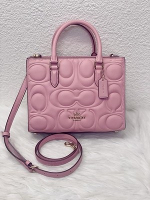 Coach Maggie Small Tote Bag In Signature Leather in Pink Petal NWT