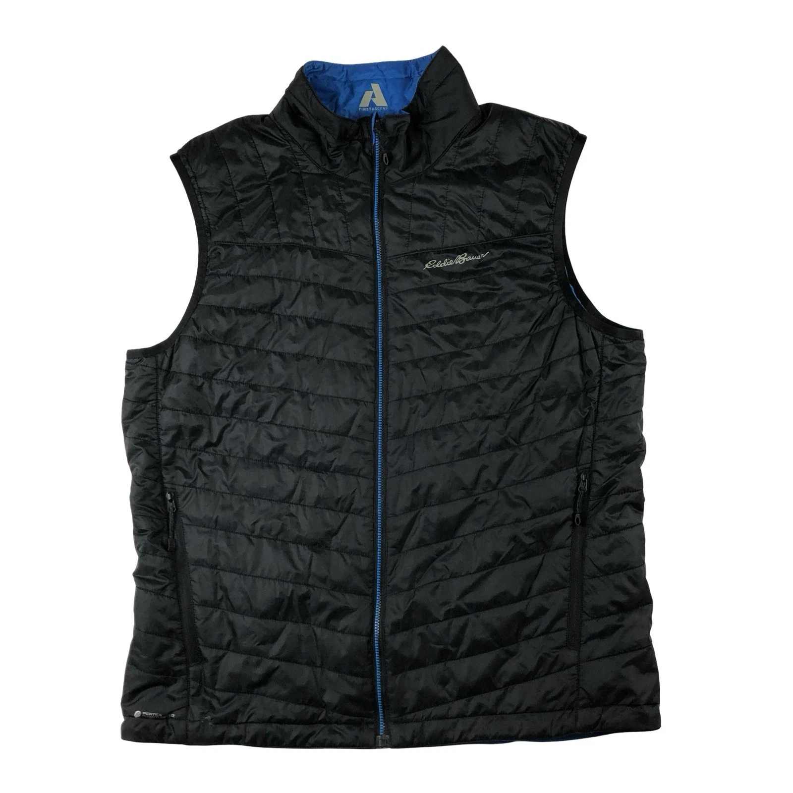 Eddie Bauer First Ascent Mens Medium Black Blue Insulated Softshell Vest